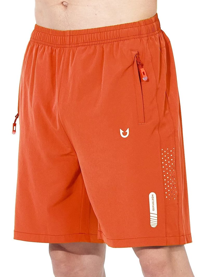 NORTHYARD Men's Athletic Running Shorts Gym Workout 7"/9"/5" Quick Dry Lightweight Sports Basketball Tennis 3 Zipper Pockets Orange L