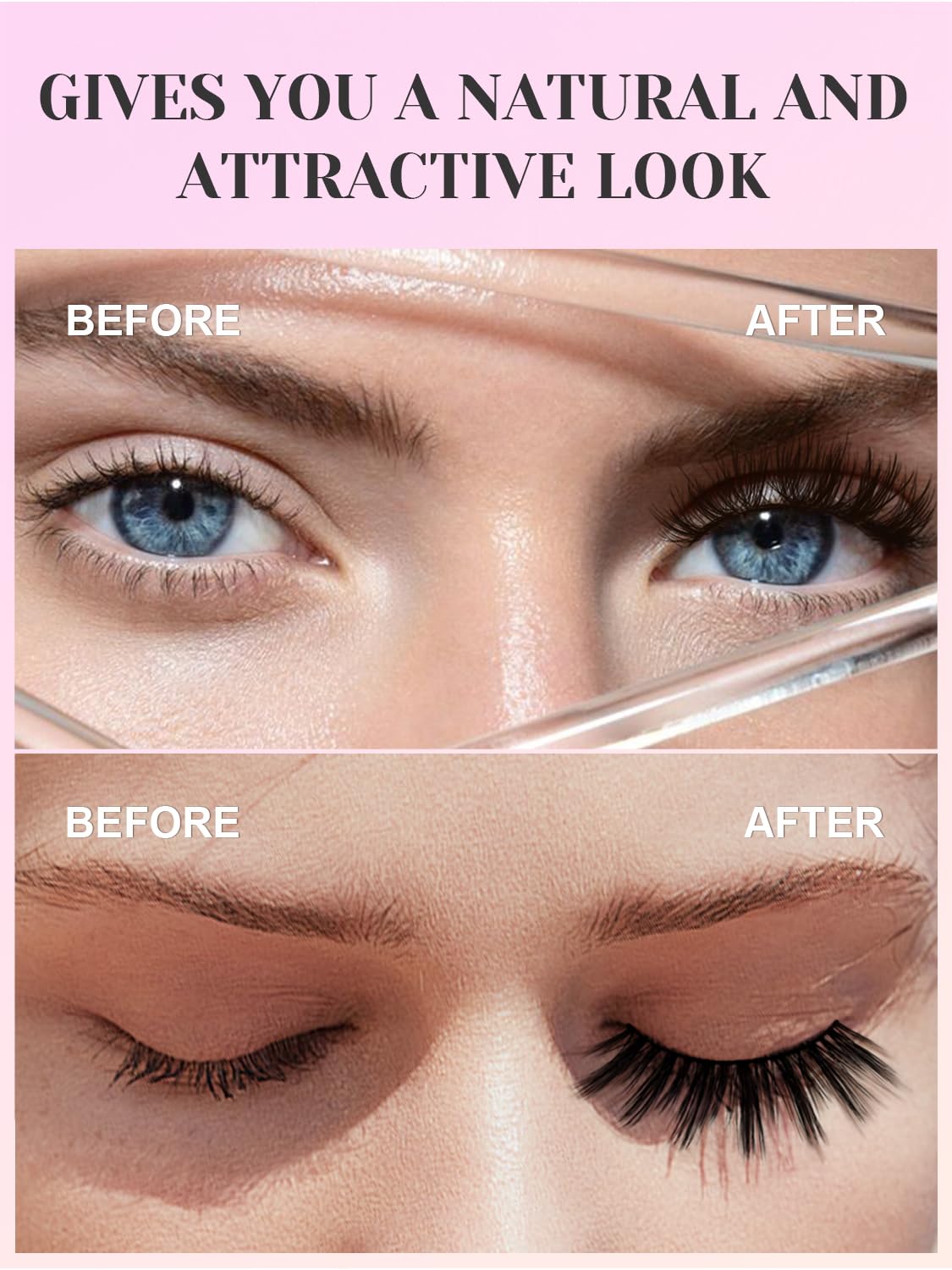 Sikkis Magnetic Eyelashes with Eyeliner - Magnetic Eyelashes Mink Look Kit, Mixed 3D Mink Reusable False Lashes with Applicator, No Glue Needed -5 Pairs