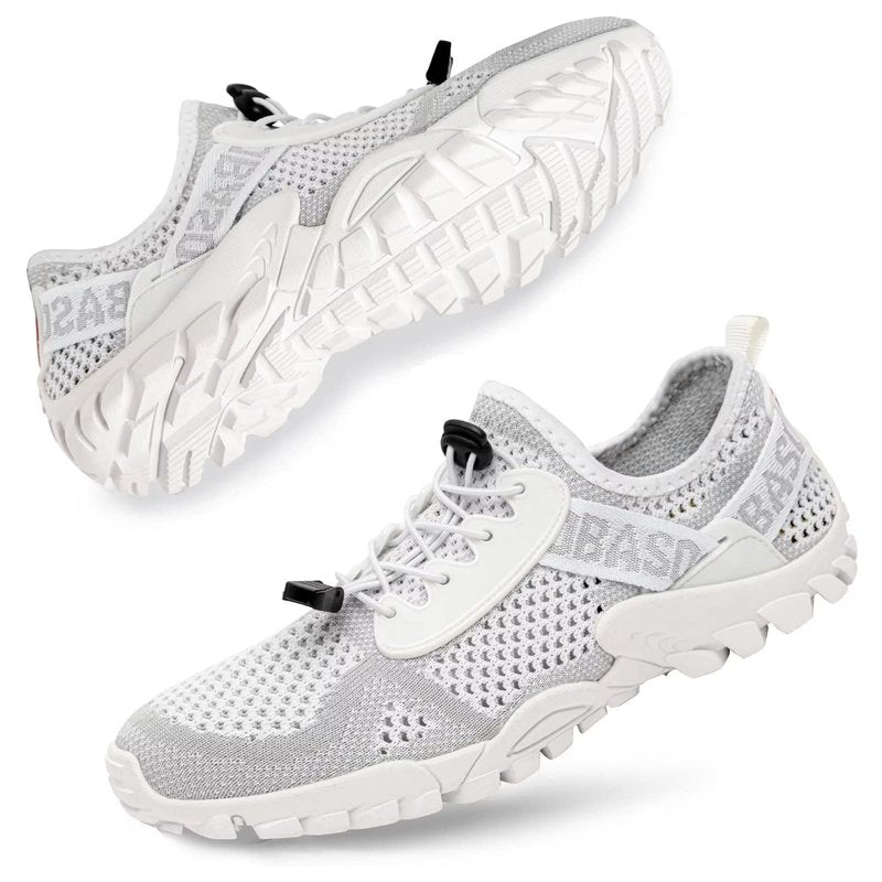 SOBASO Women's Aqua Water Shoes Men Quick-Drying Hiking Beach River Sports Shoes for Pool Surf Swim Yoga All White