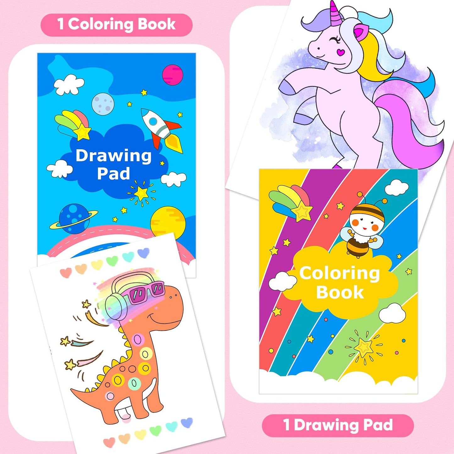 iBayam Art Supplies, 149-Pack Drawing Kit Painting Art Set Art Kits Gifts Box, Arts and Crafts for Kids Girls Boys, with Coloring Book, Crayons, Pastels, Pencils, Watercolor Pens & Cakes (Pink)