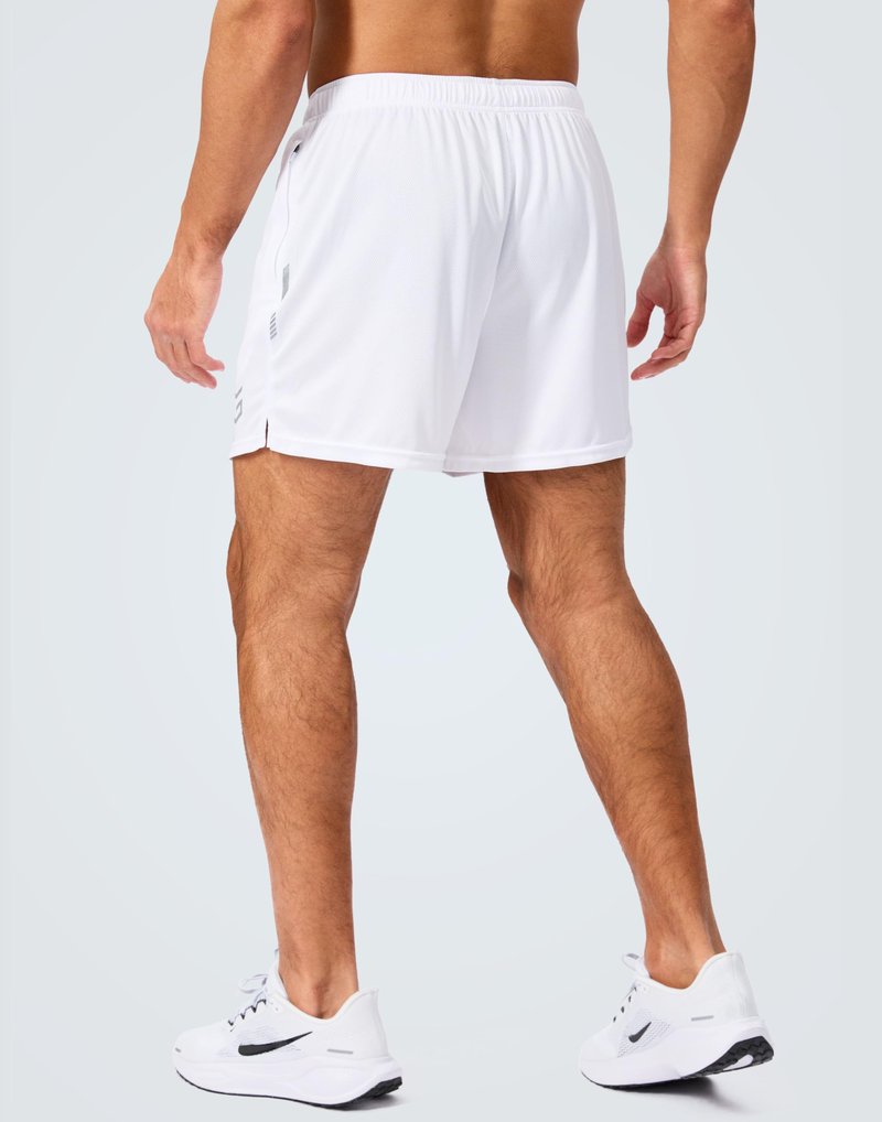 G Gradual Men's Gym Shorts 5"/7"/10" with Zipper Pockets Basketball Athletic Mesh Quick Dry Shorts for Workout Running Tennis (5 inch, White, XX-Large)