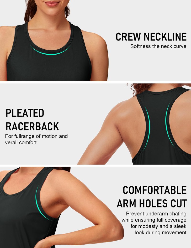 MAGCOMSEN Women's Racerback Workout Black Tank Tops Athletic Sleeveless Quick Dry Tops Muscle Tank Yoga Gym Hiking Top M