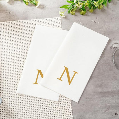 Luxenap 15.8 X 7.9 Inch Linen-Feel Guest Towels, 50 Lettered Hand Towels