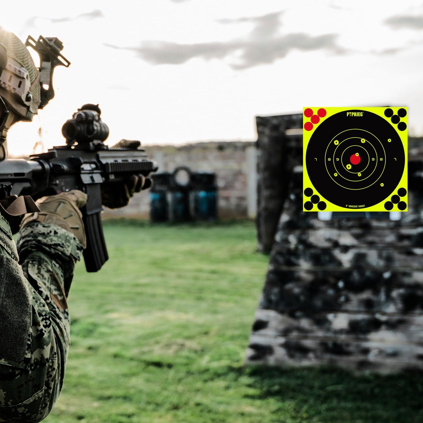 PTPHJEG Bright Fluorescent Yellow Adhesive Splatter Shooting Targets 8x8 Inches (50 Pack)
