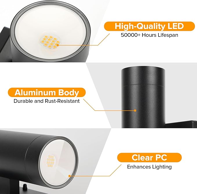 LUTEC Outdoor Wall Light Fixtures, Integrated LED Cylinder Up-Down Sconce, 16W 3000K Waterproof Aluminum Exterior Lighting, Modern Matte Black Wall Sconce Outdoor Lighting for Porch, Entryway, 2 Pack