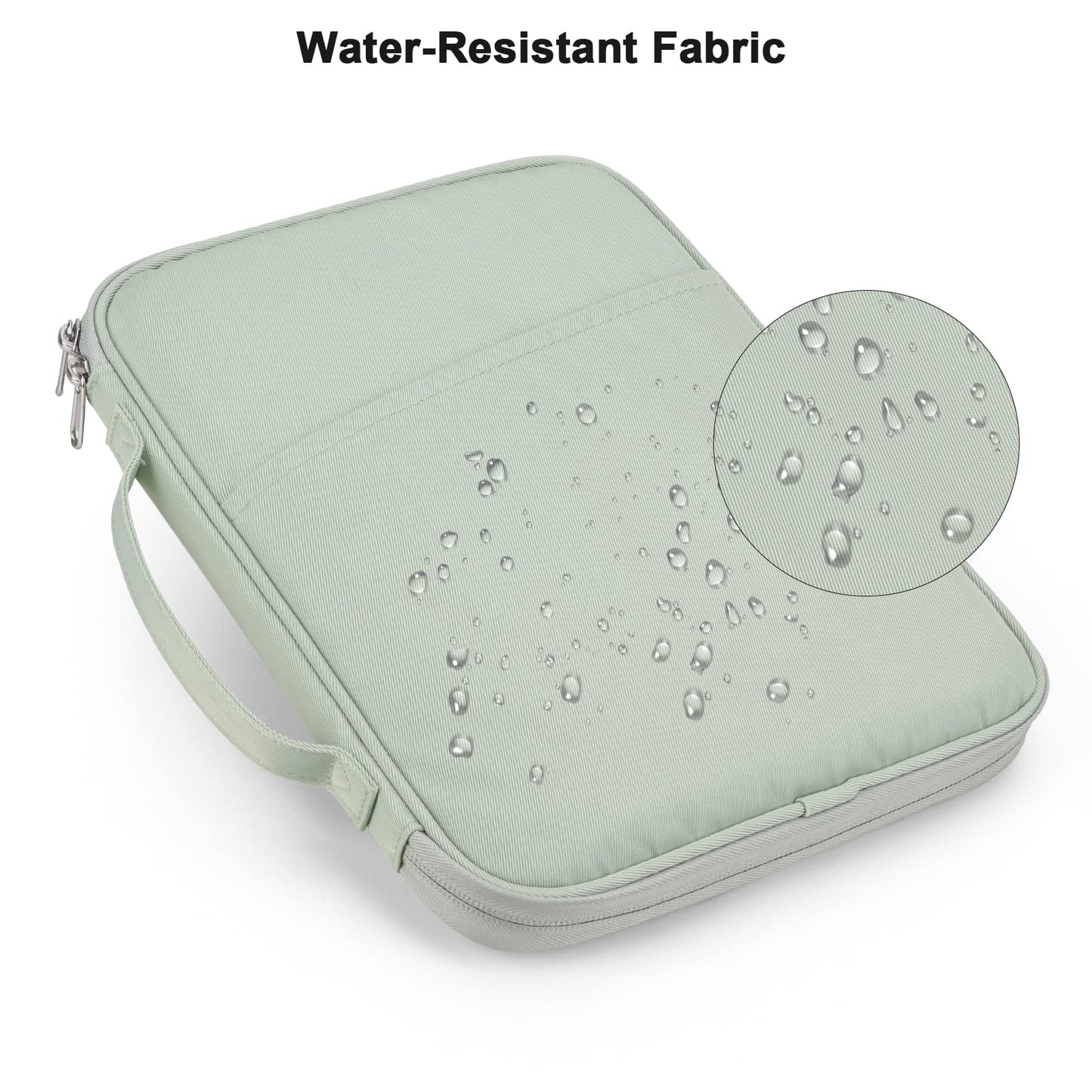 9-11 Inch Tablet Carrying Sleeve, Padded Travel Bag for iPad Pro 11-in (M4), iPad 10.9 (10th Gen), iPad Air 11-in (M2), Galaxy Tab S9/S8 (Green-Updated Version, 9-11)