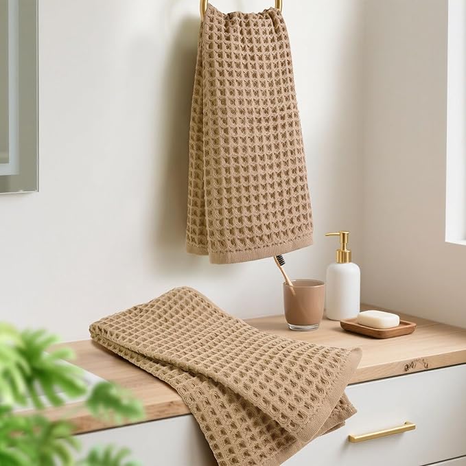 Jacquotha Waffle Bathroom Hand Towels 2-Piece – Cotton, Lightweight, Lint Free