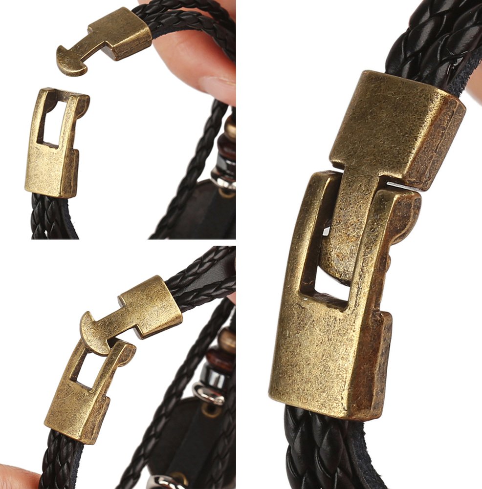 Hamoery Punk Alloy Leather Bracelet For Men Constellation Braided Rope Bracelet Bangle Wristband(Sagittarius)