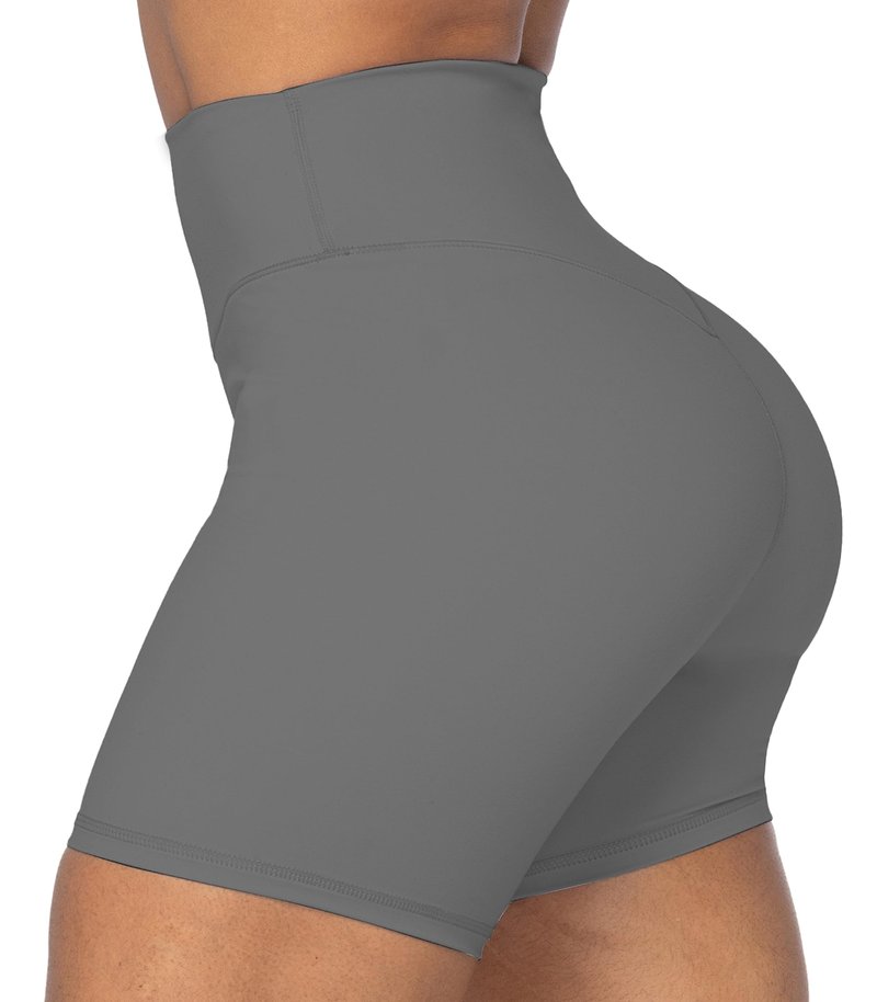 Sunzel 8" Waist Biker Shorts for Women No Front Seam Soft Yoga Workout Gym Bike Shorts Tummy Control Squat Proof Charcoa Grey Small