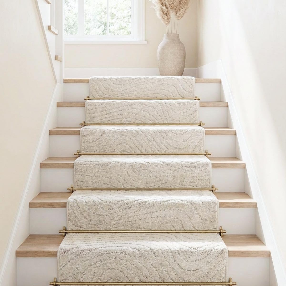 Well Woven Custom Size Hallway Stair Runner - Choose Your Length - 27 Inches Wide x 19 Feet Long Runner (27" x 19' Runner) Rug - Ivory-Grey Sula Soft Touch, Modern Geometric - Hi-Lo Pile