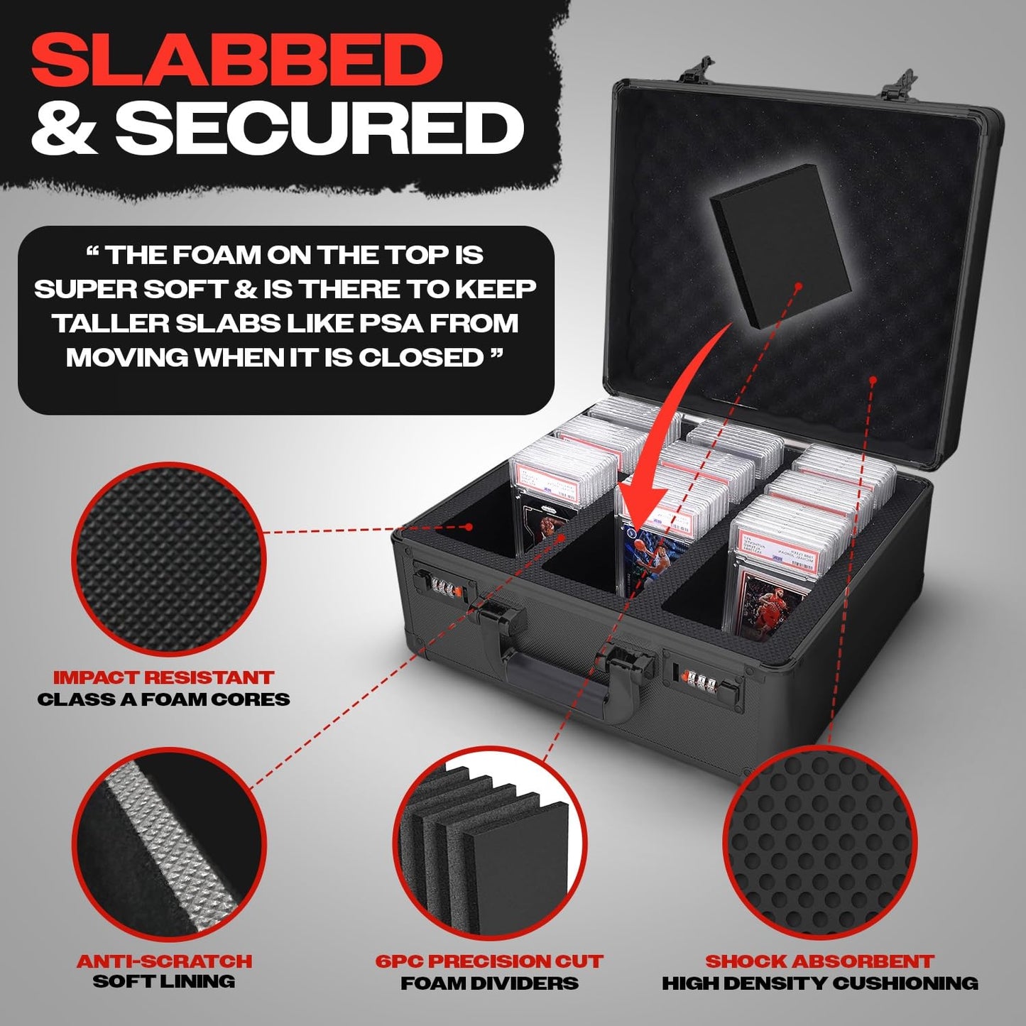 VALUN SLABPRO 100+ 3 ROW Graded Card Storage Box; Durable Sports, PSA Card Storage Box - Organizer Slab for Your Collection - For Baseball, Football, TCG, MTG Cards - Top Loader Design
