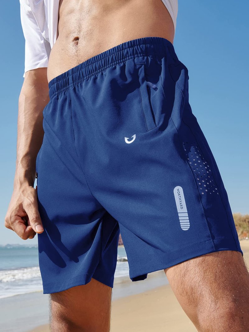 NORTHYARD Men's Athletic Running Shorts Gym Workout 7"/9"/5" Quick Dry Lightweight Sports Basketball Tennis 3 Zipper Pockets RoyalBlue S