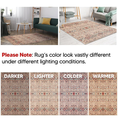 Keen Home Design 5x7 Rug - Machine Washable Area Rug with Non-Slip Backing, Ideal for Living Room, Dining Room, Bedroom - Vintage, Easy Clean, Durable, Low Pile Rug - (5' x 7')