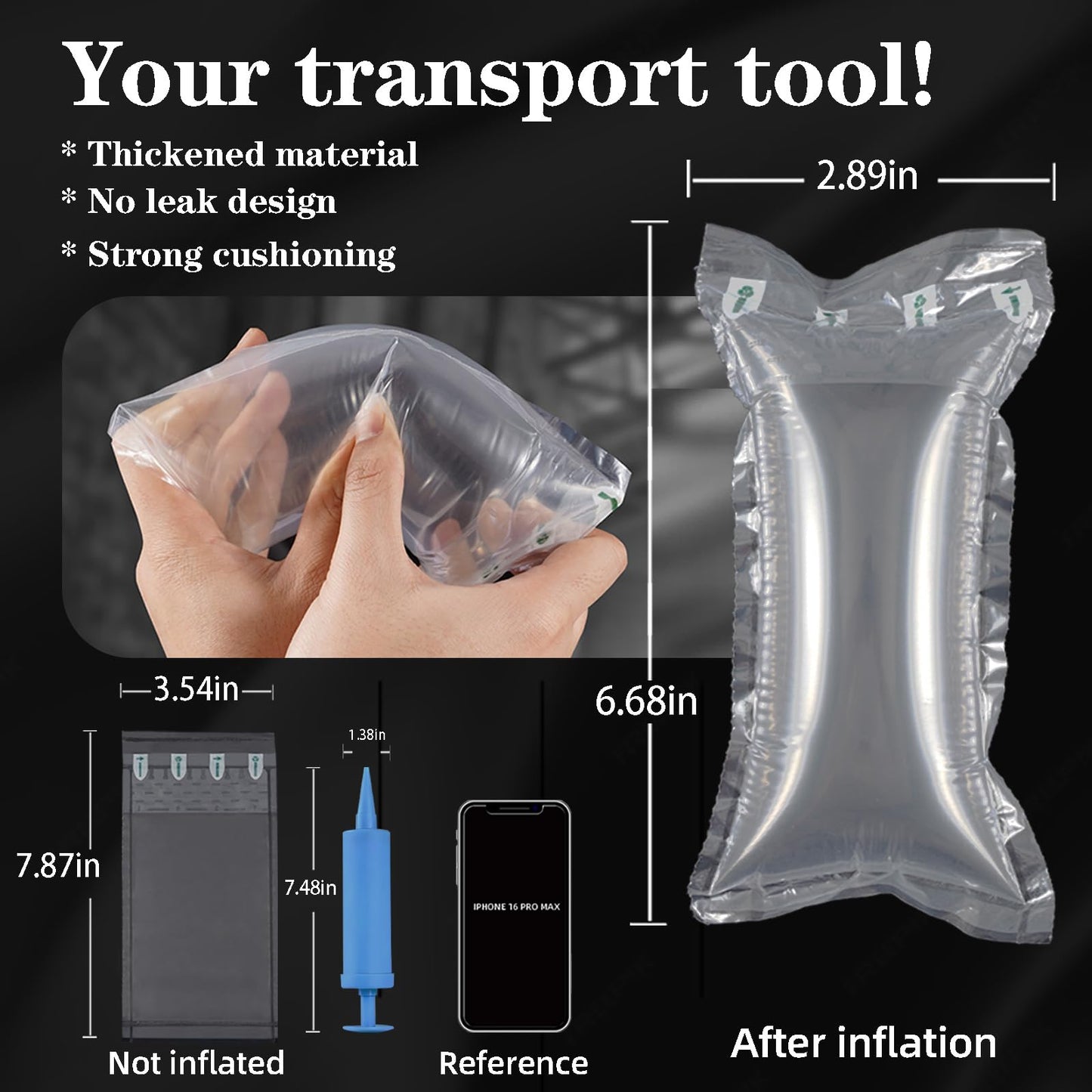 200 Count Packing Air Pillows for Shipping Supplies Box Filler Alternative to Packing Peanuts for Size 3.54" x 7.87"，Suitable for small transport companies