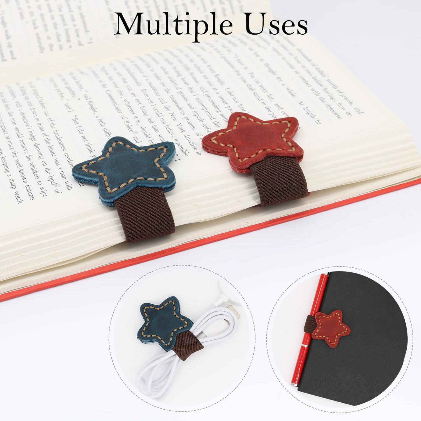 QUYANGCHIFENG 2pcs Magnetic Leather Bookmarks, Handmade Magnet Bookmark, Suitable for Women, Men, Students,Teachers and Other Reading Enthusiasts, Gifts Set for Book Lovers