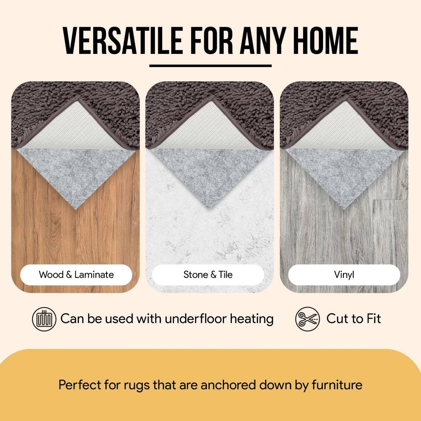 Premium Felt Rug Pad 4x6 Feet, Thick Rug Pads for Hardwood Floors, Laminate, Vinyl, Stone, Carpet & Tile, Under Rug Padding