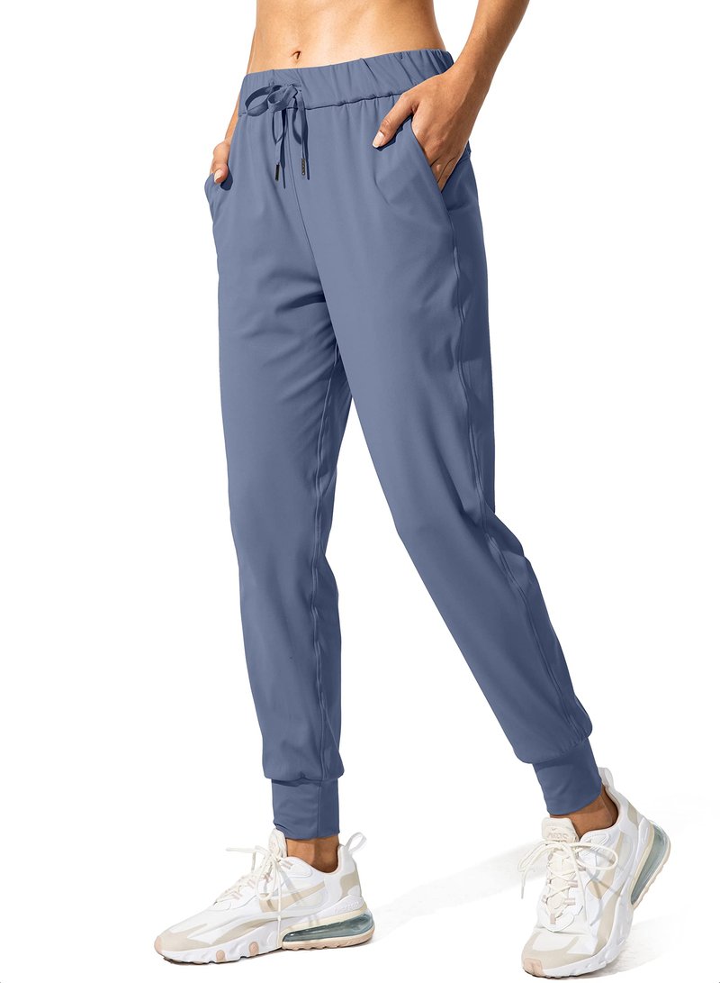 SANTINY Women's Joggers Pants Pockets Drawstring Running Sweatpants for Women Lounge Workout Jogging(Slate Blue_L)