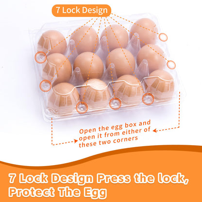 DecarDamai 100 Pack 3x4 Plastic Egg Cartons Cheap Bulk 12 Count Clear, Reusable & Sturdy Design Eggs Carton Bulk Perfect for Family, Farm, Markets, Display (Egg Storage Containers)