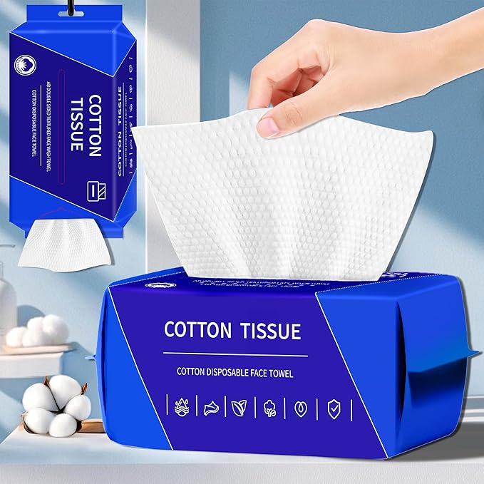 400 Count Disposable Face Towel, Dual-Textured Clean Wipes – Dry/Wet Use