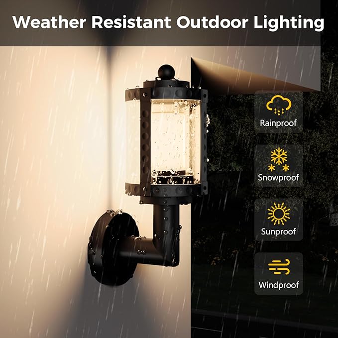 XMCOSY+ Outdoor Wall Lights, 1100LM LED Wall Sconces, Smart RGBW Porch Lights Outdoor, WiFi APP Control, Compatible with Alexa, Adjustable Dual-Head IP65 Waterproof Wall Lanterns, 1 Pack