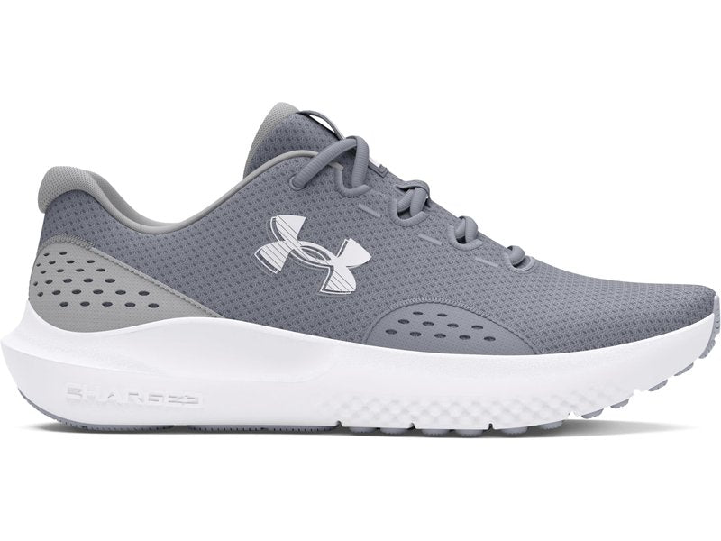 Under Armour UA Charged Surge 4 Men’s Running Shoe, Steel Mod Gray White, 13.5