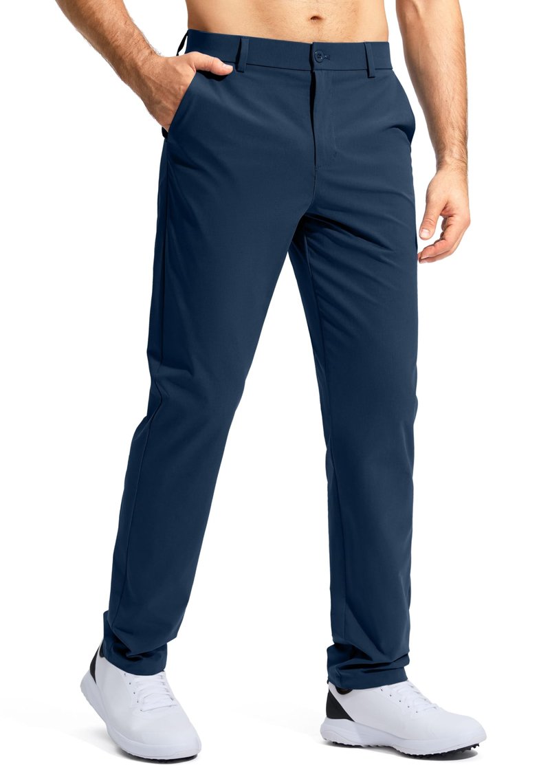 Pudolla Men's Golf Pants Work Dress Comfy Pants Casual Slacks Trousers with Pockets(Navy 42Wx30L)