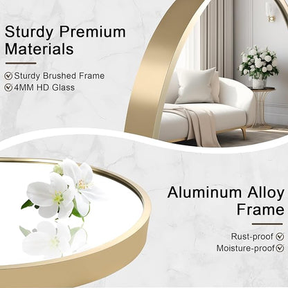 22x30 inch Oval Bathroom Mirror, Gold Vanity Wall Mirror with Brushed Metal Frame, Wall Mirrors for Bathroom, Entryway, Over Sink, Living Room