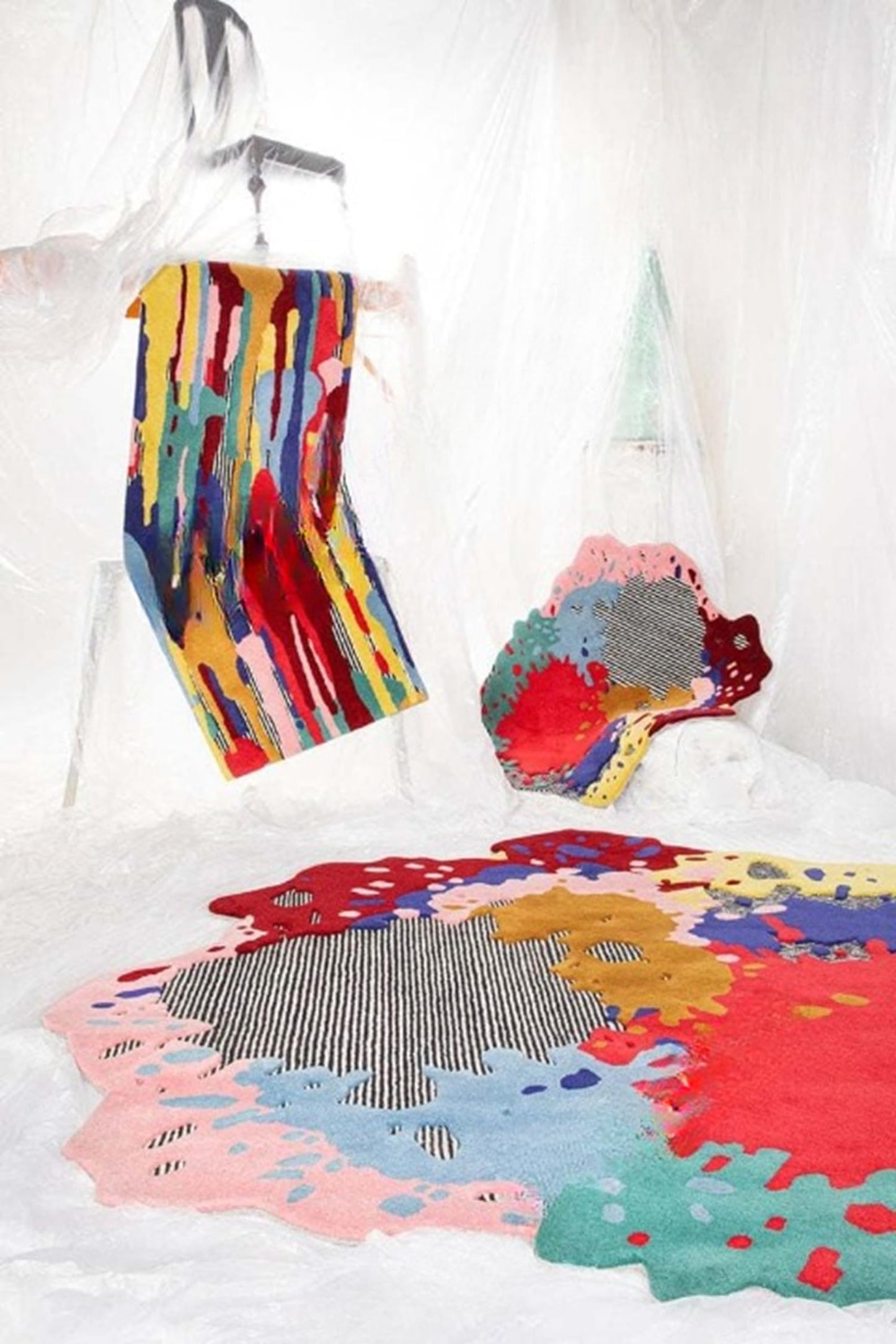 RugRestore Innovations Irregular Shaped Handmade Wool Rug Modern Colourful Premium Area Rug Perfect for Home Decor (Multicolour Z, 6 X 6 Round)