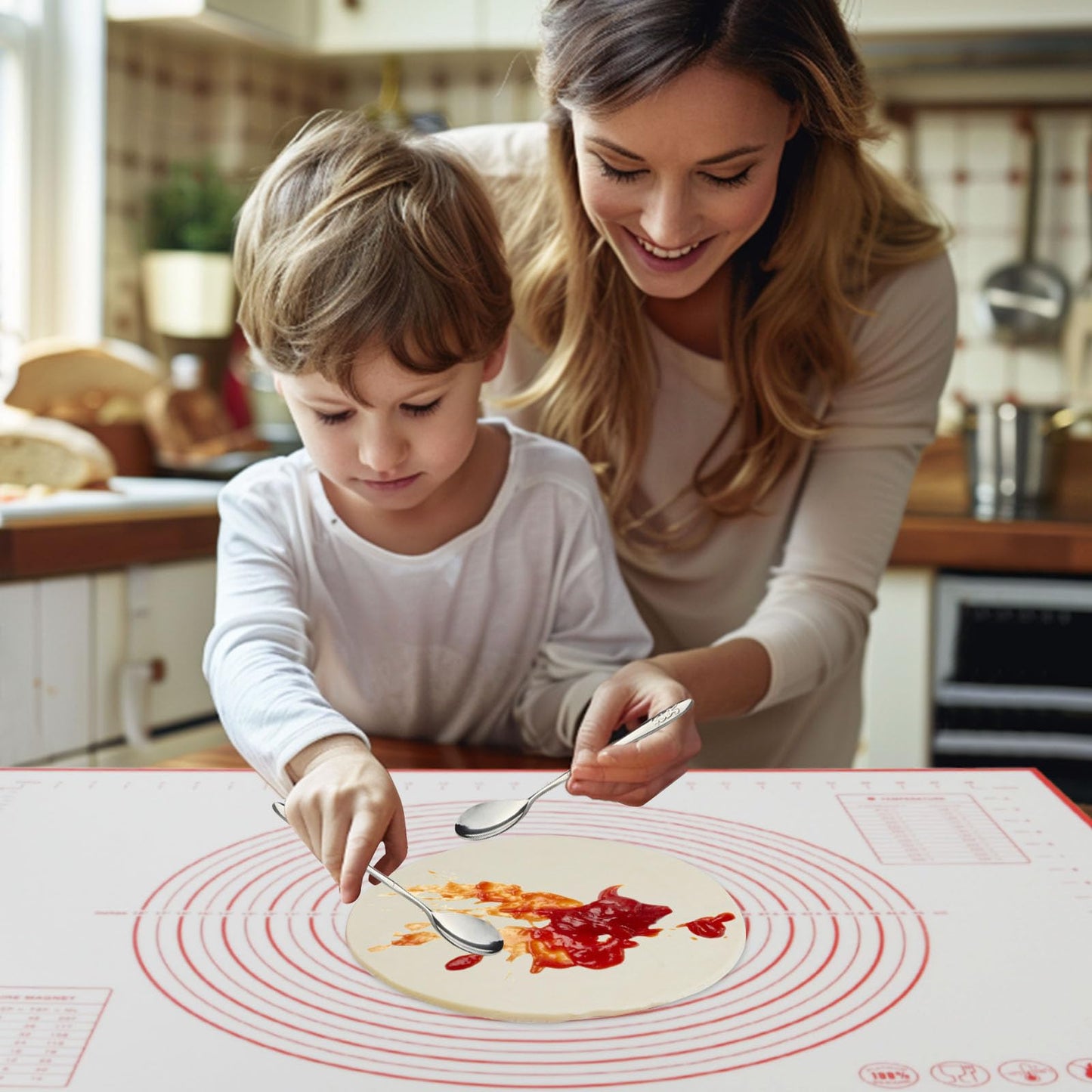 Dough Mat Pastry Silicone Baking Mats 32x24" Red for Rolling Dough Kneading Sheet Sourdough Bread Baking Supplies