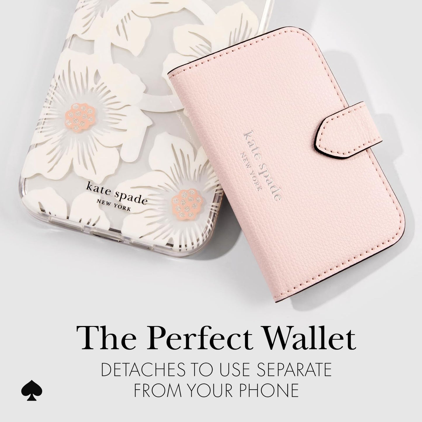kate spade new york Morgan Magnetic Phone Wallet/Card Holder - Compatible with MagSafe Phones and Cases - Chalk Pink