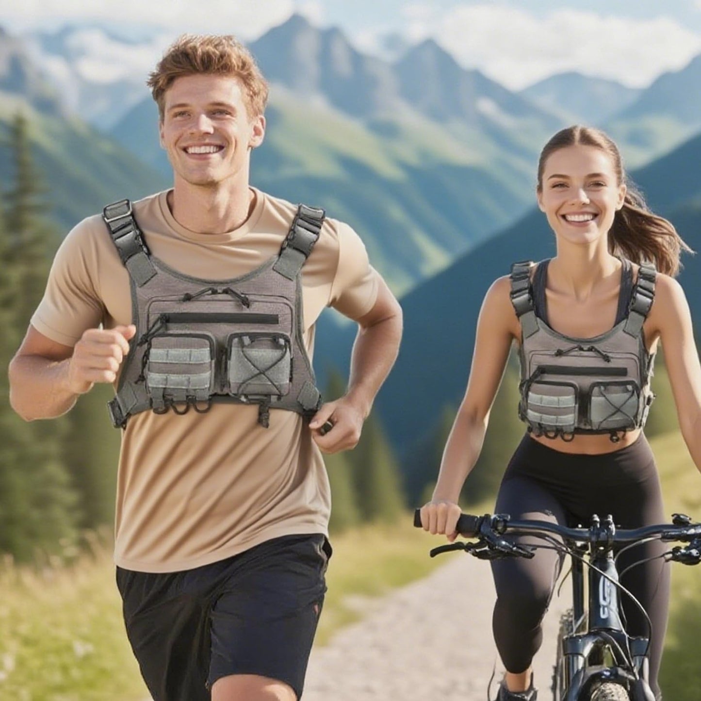 LarKoo Sports Chest Holster Bag EDC Pouch Bag Chest Vest Holster IFAK Chest Pack for Running (Grey)