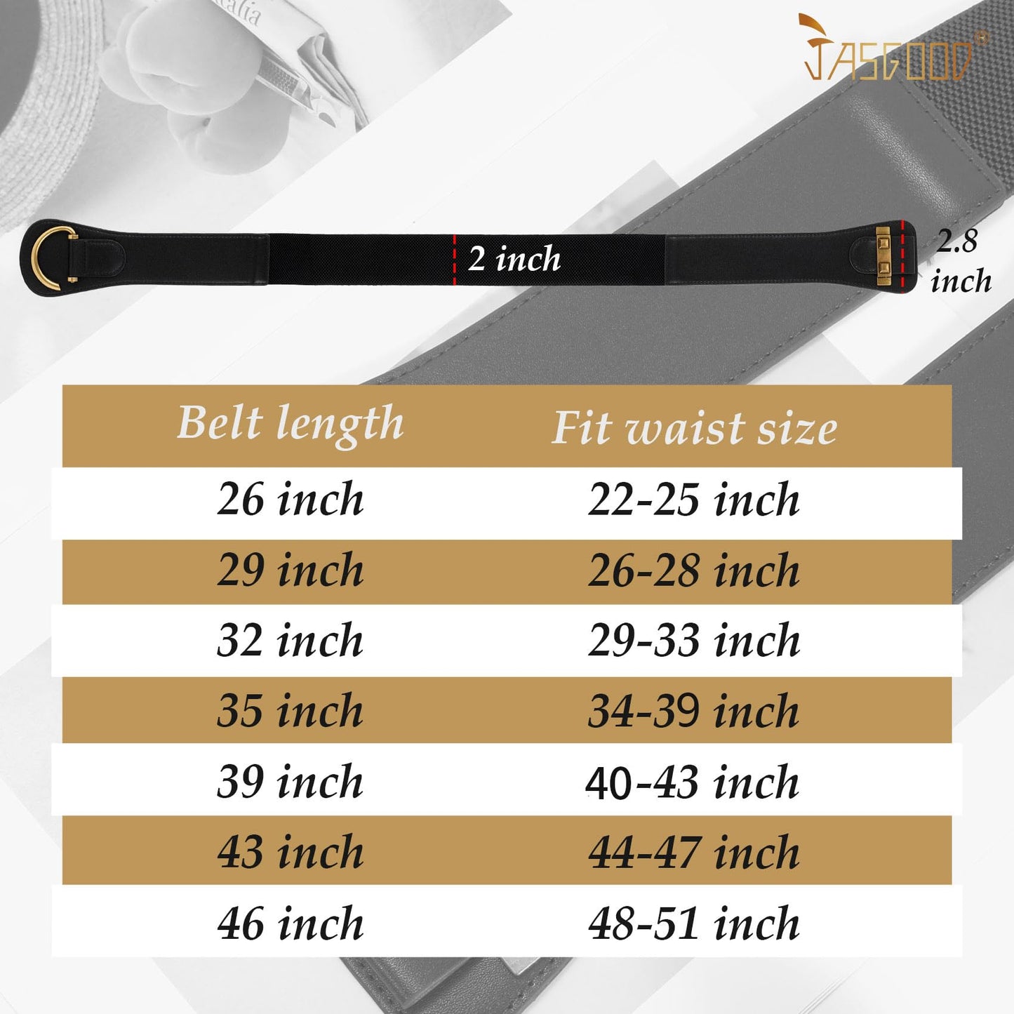 JASGOOD Women's Vintage Stretchy Waist Belt Elastic Wide Waistband for Dresses