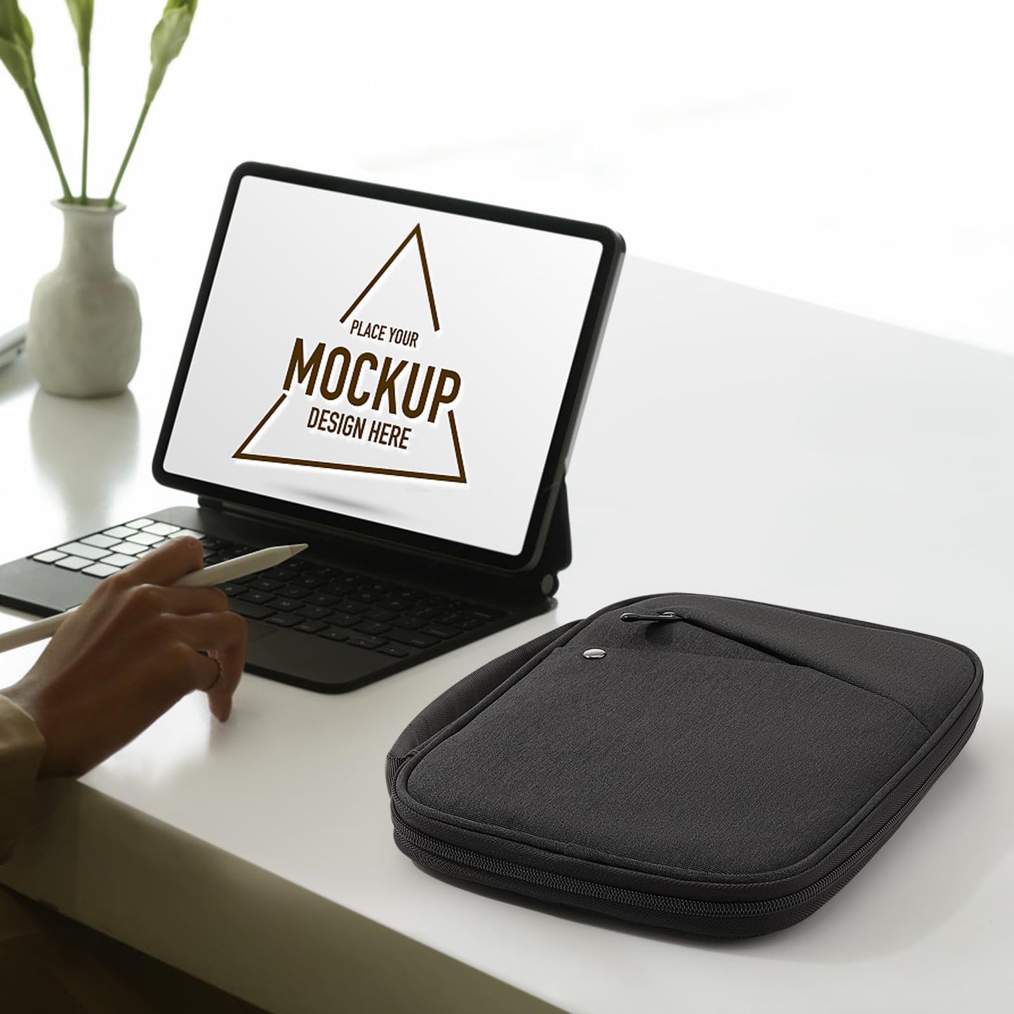 MoKo 7-8 Inch Tablet Sleeve Carrying Case with Handle, Padded Protective Travel Bag for iPad Mini A17 Pro/6th 8.3'', iPad Mini 5/4/3/2th 7.9", Black & Gray