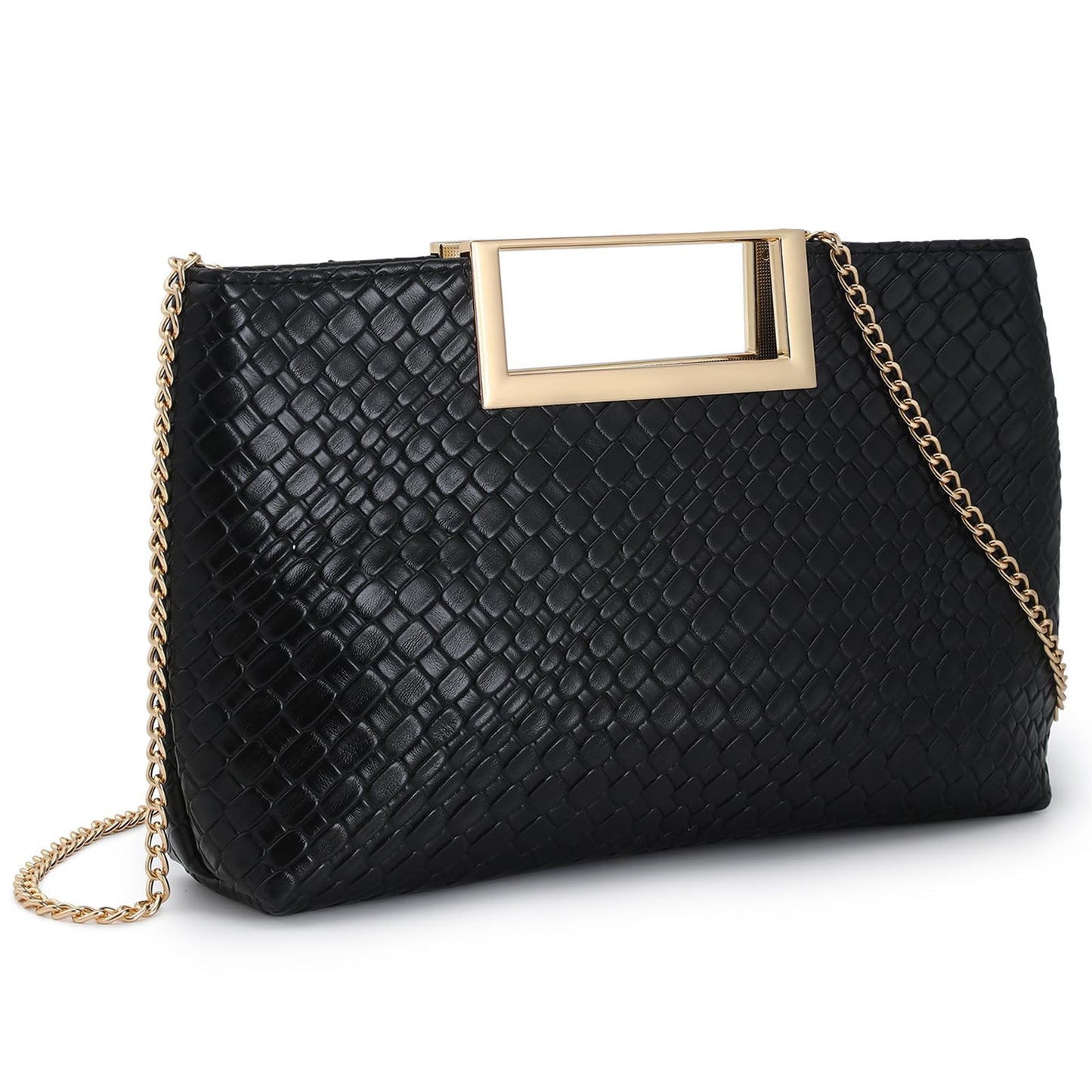 Women's PU Leather Clutch Purse Evening Bag for Wedding Party Prom Bridal – Stylish Formal Handbag (PU Leather-Black)