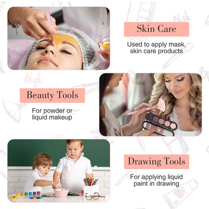 9 Pieces Facial Fan Mask Brushes, Soft Facial Applicator Brushes Tools for Peel Glycolic Makeup for Mud Cream(Champagne)