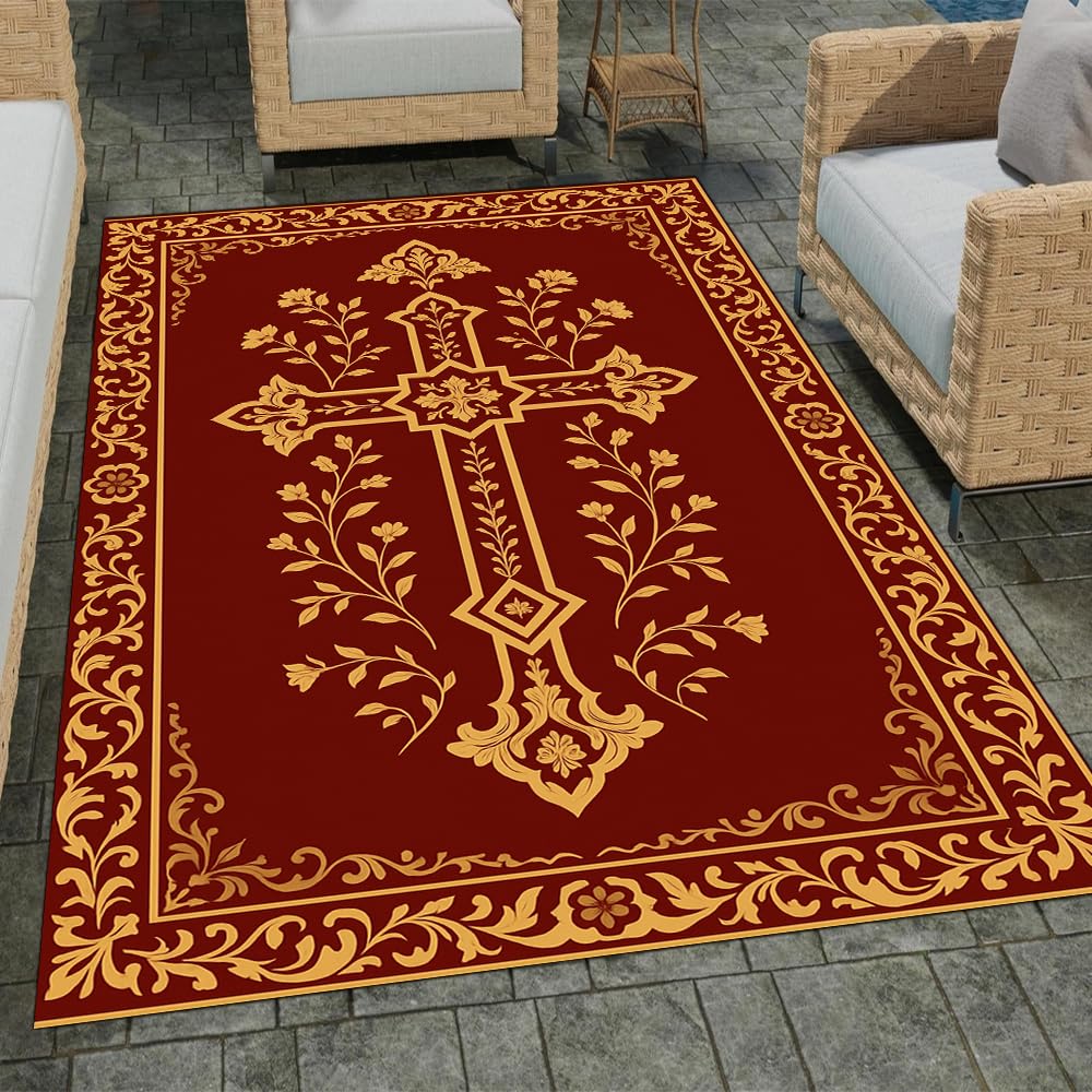 Custom Faith Cross Rug – Christian Prayer Carpet, Area Rug for Living Room, Bedroom, Church Decor, Home Floor Mat