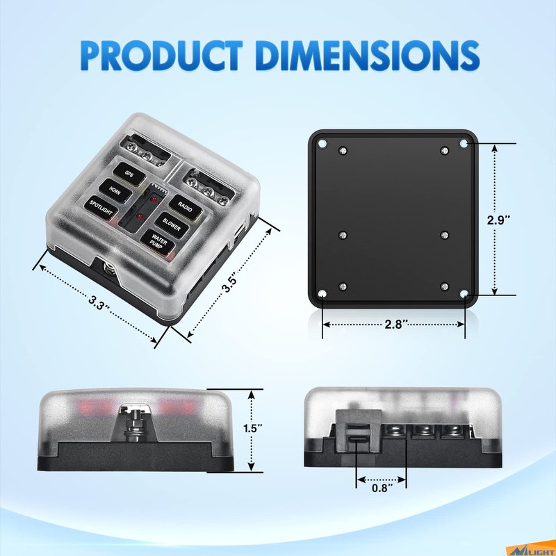 Nilight - 50055F 6 Way Blade Screw Fuse Block 6 Circuits with Negative Bus Fuse Box Holder with LED Indicator ATO/ATC Fuse Panel Waterproof Cover for 12V Automotive Cars Marine Boats RVs Trailers