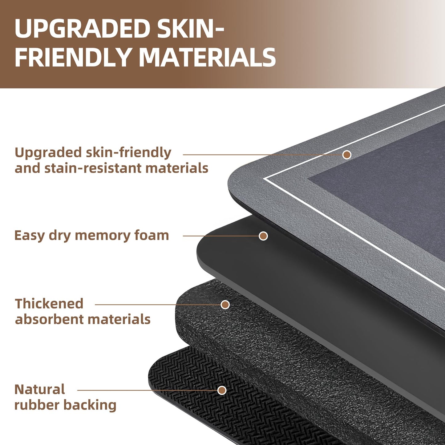 Diatomaceous Earth Bath Mat Super Absorbent Quick Dry Bath Mat, Bathroom Rugs Non Slip Washable, Thin Dark Gray Bathroom Floor Mats-Shower Rug for in Front of Bathtub Shower, Easy Care, 15.7"x23.6"
