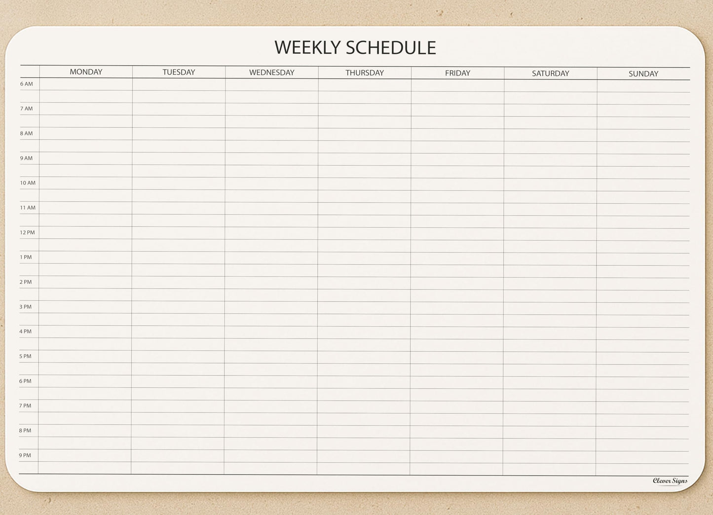 Schedule Pad, Tear Off Undated Weekly Planner Notepad, A4 Size (8,3" X 11,7"), Premium Thick Paper with Cardboard Back Support, Weekly Desk Planner by CLEVER SIGNS