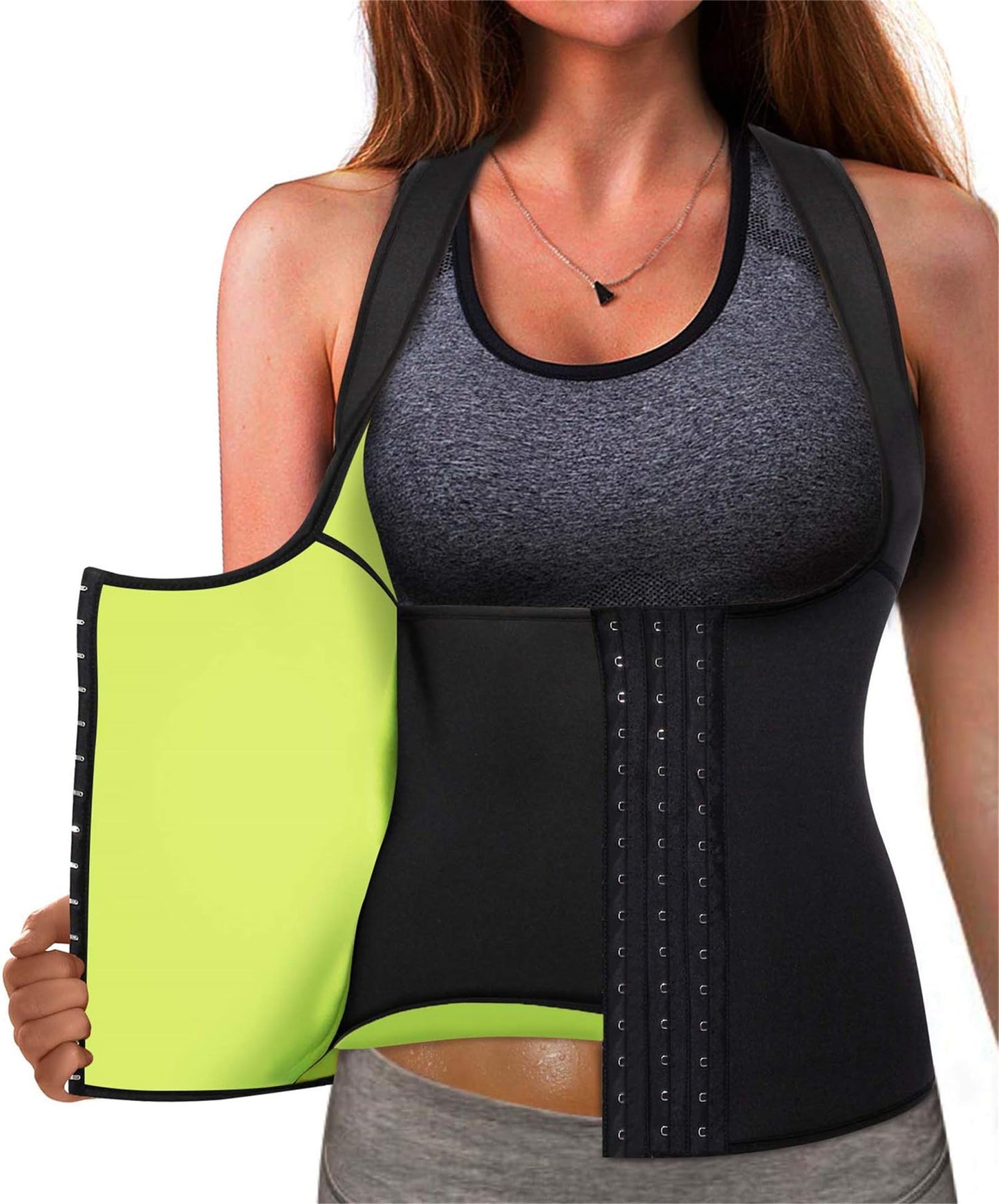 Eleady Best Neoprene Waist Trainer Corset Sweat Vest Weight Loss Body Shaper Workout Tank Tops Women (Black Sauna Suit, X-Large)