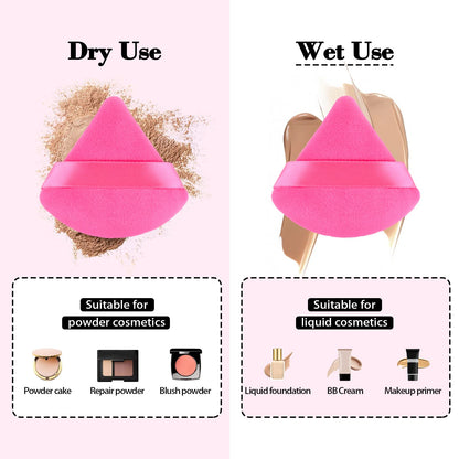 8Pcs of Triangular Powder Puff Makeup Sponges, Made of Super-soft Velvet, Designed for Contouring, Eye, and Corner, Beauty Blender Foundation Mixing Container.(Black)