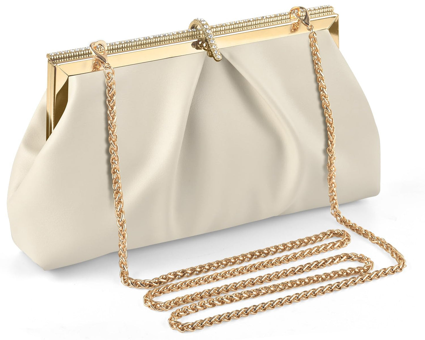 TINDTOP Clutch Purses for Women, PU Leather Formal Evening Bags Shoulder Party Handbags Wedding Cocktail Prom Clutches (A-Nude)