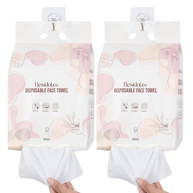 Disposable Towels for Face Hang Over the Door or on Wall, 300 ct, 2 Pack