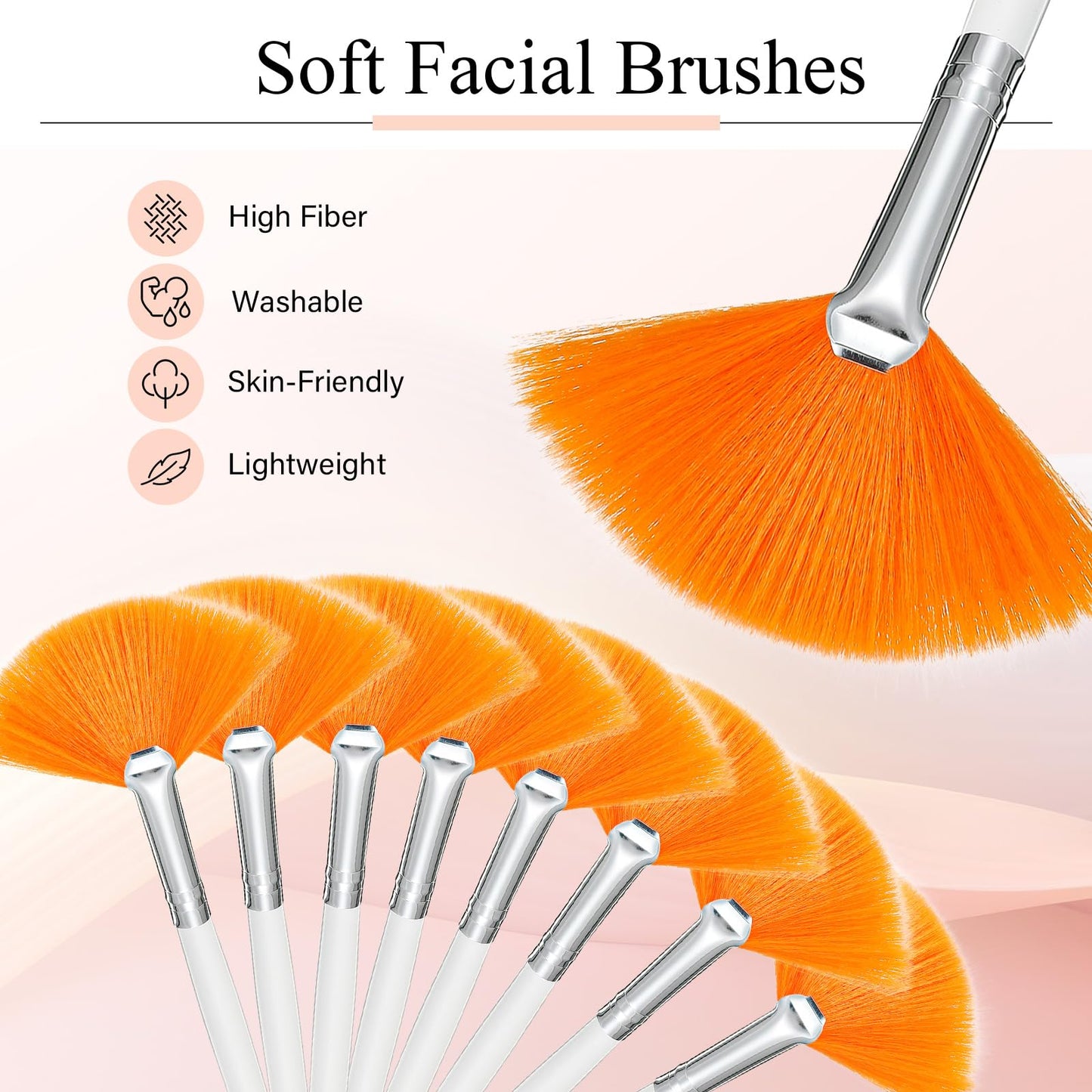 9 Pieces Facial Fan Mask Brushes, Soft Facial Applicator Brushes Tools for Peel Glycolic Makeup for Mud Cream(Champagne)