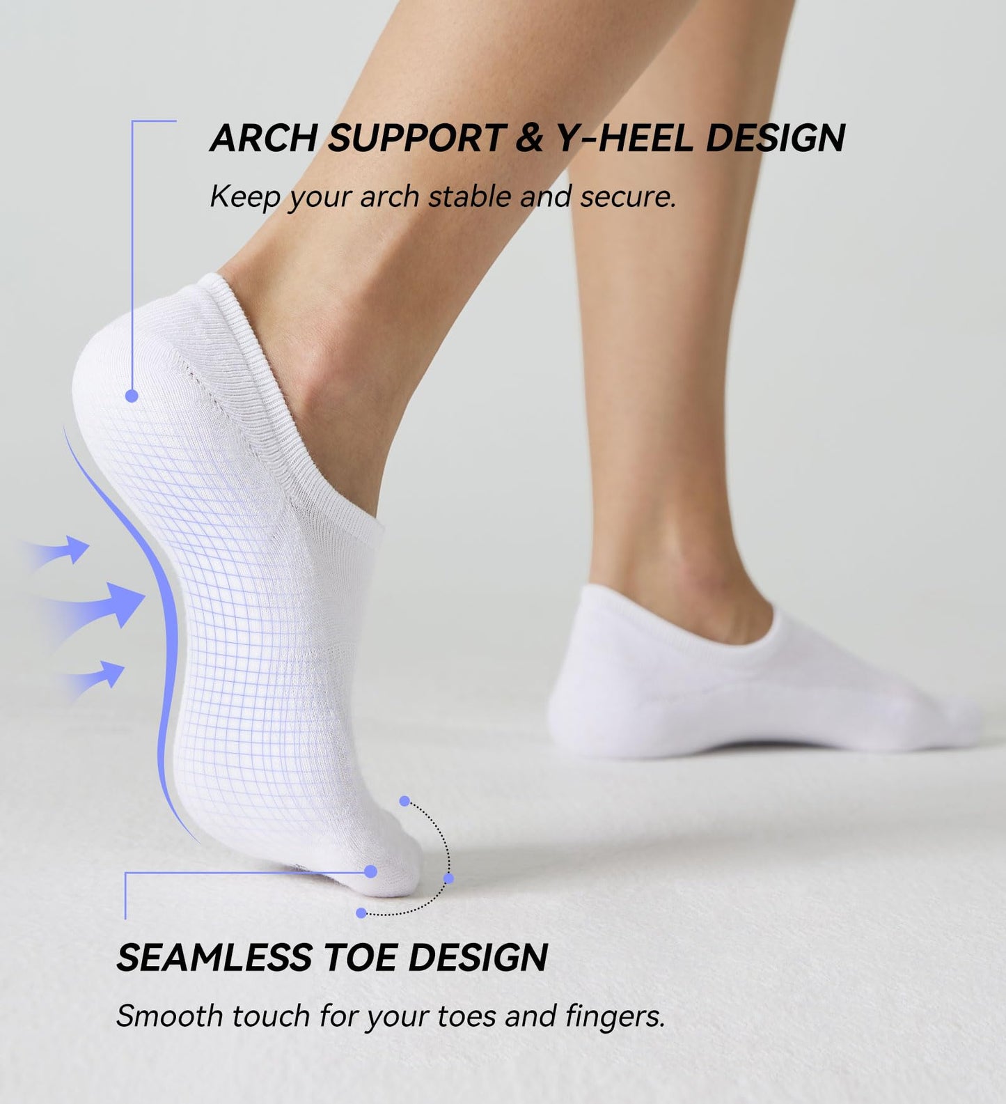 FITRELL No Show Socks Womens and Men - Athletic Cushioned Low Cut Ankle Socks Invisible Non-slip Liner, 8 Pairs White, Medium