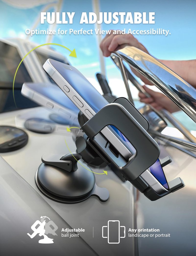 XVenture Bracketron Griplox Waterproof Phone Mount for Boats – Marine Suction Cup Holder with Sealed Case, Secure Boat/Kayak/Jet Ski Phone Holder, Fits Smartphones up to 6.75"