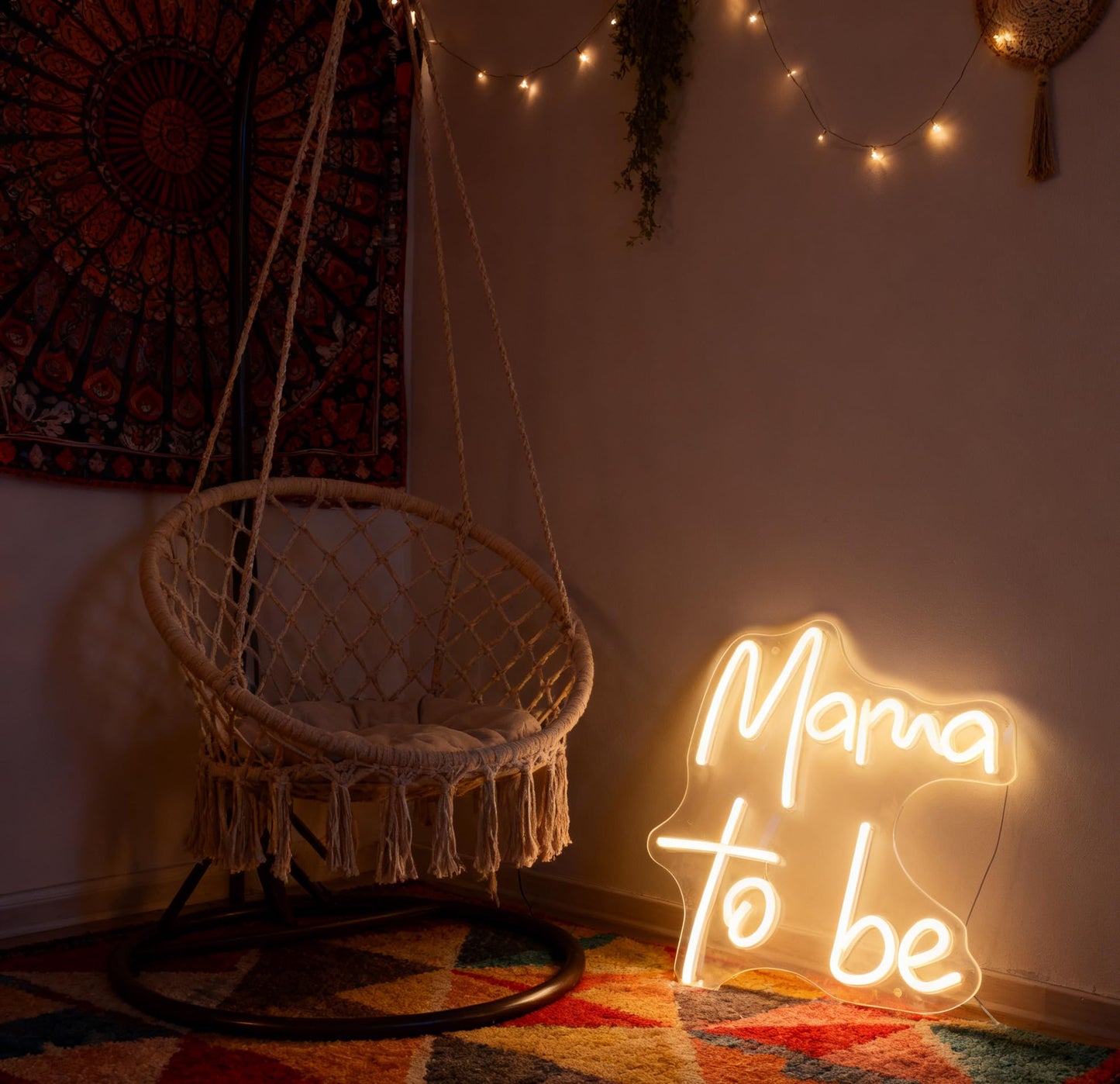 Mama To Be Neon Sign, Baby Shower Party Gift Home Bedroom Nursery Room Wall Table Decor, Warm White USB Powered Dimmable LED Neon Light 15.7 x 11.8 In
