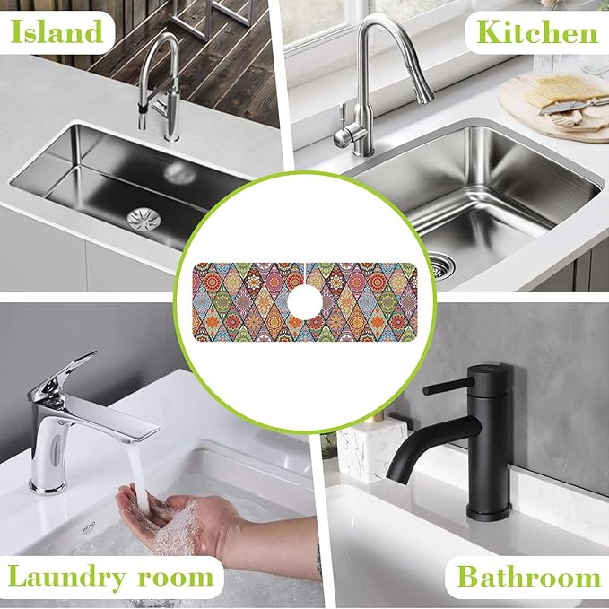 Sink Faucet Absorbing Mat Bohemian Textile Rug Texture Sink Splash Guard Drying