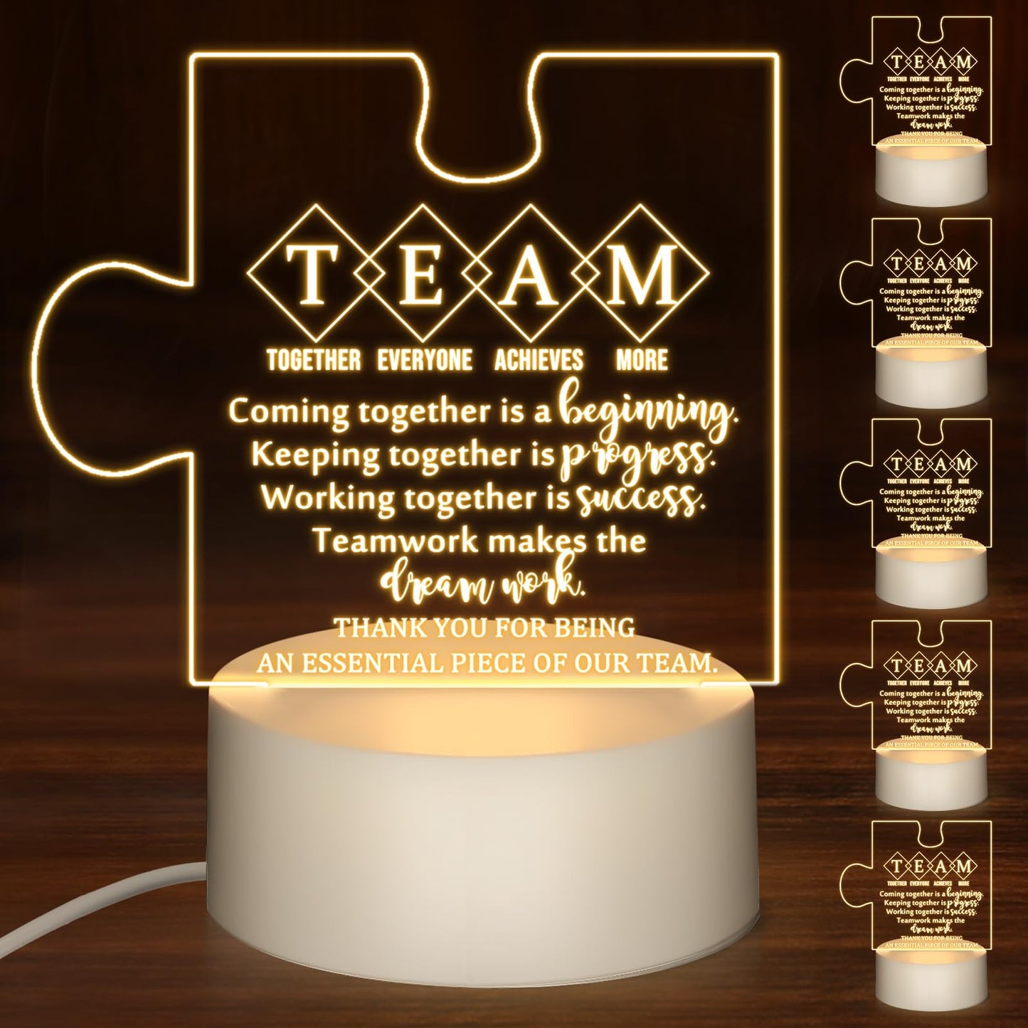 Sumind 6 Pcs CNA Week Gifts Bulk for Nurse Acrylic LED Night Light Lamp Team Appreciation Inspirational Thank You Gifts for Nurse Women Team Office Staff Employee Coworker