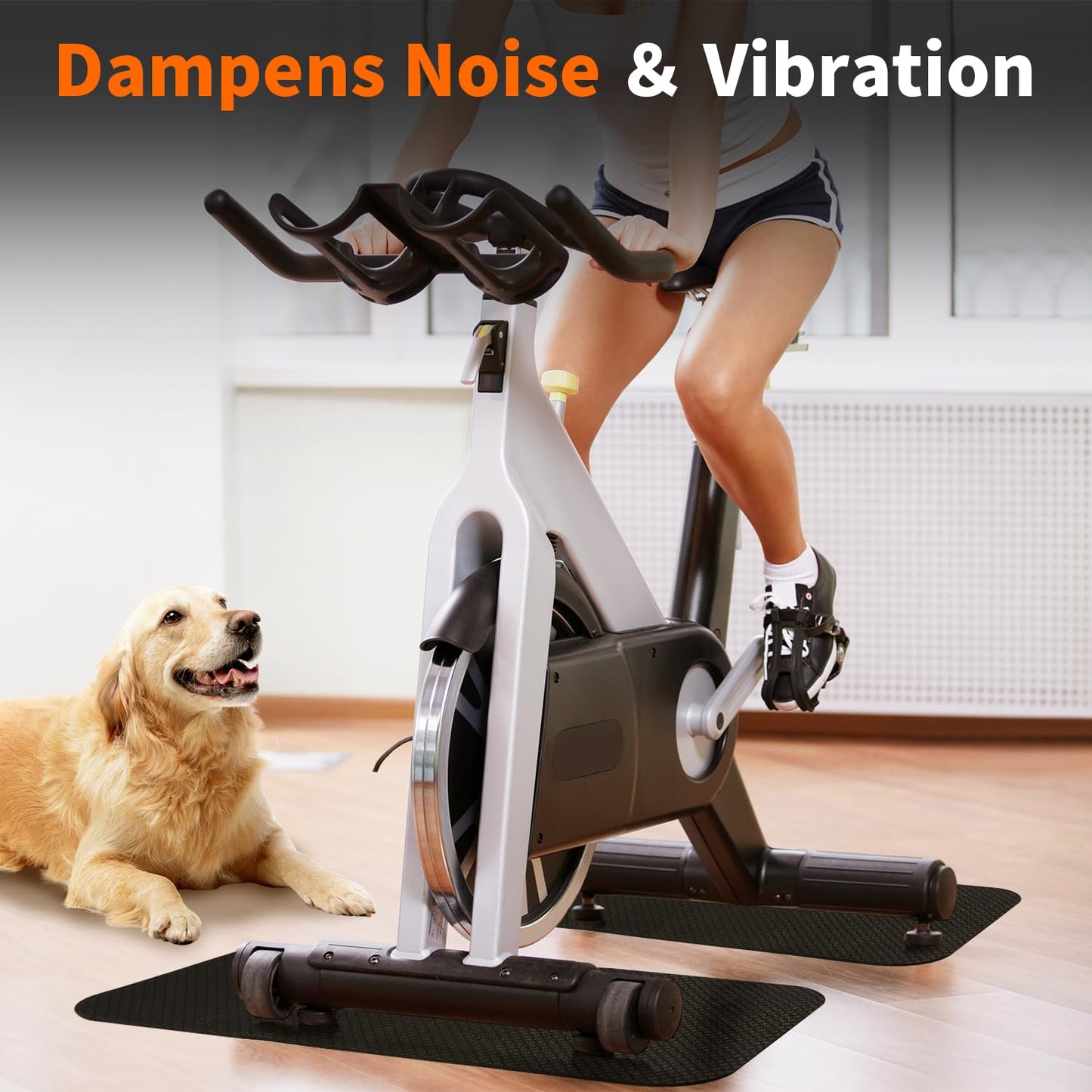 2-Pack Bike & Rowing Machine Mat for Carpet & Hardwood Floors, Compatible with Peloton/Yosuda, Anti-Slip Floor Protector Pad, Noise & Vibration Dampening